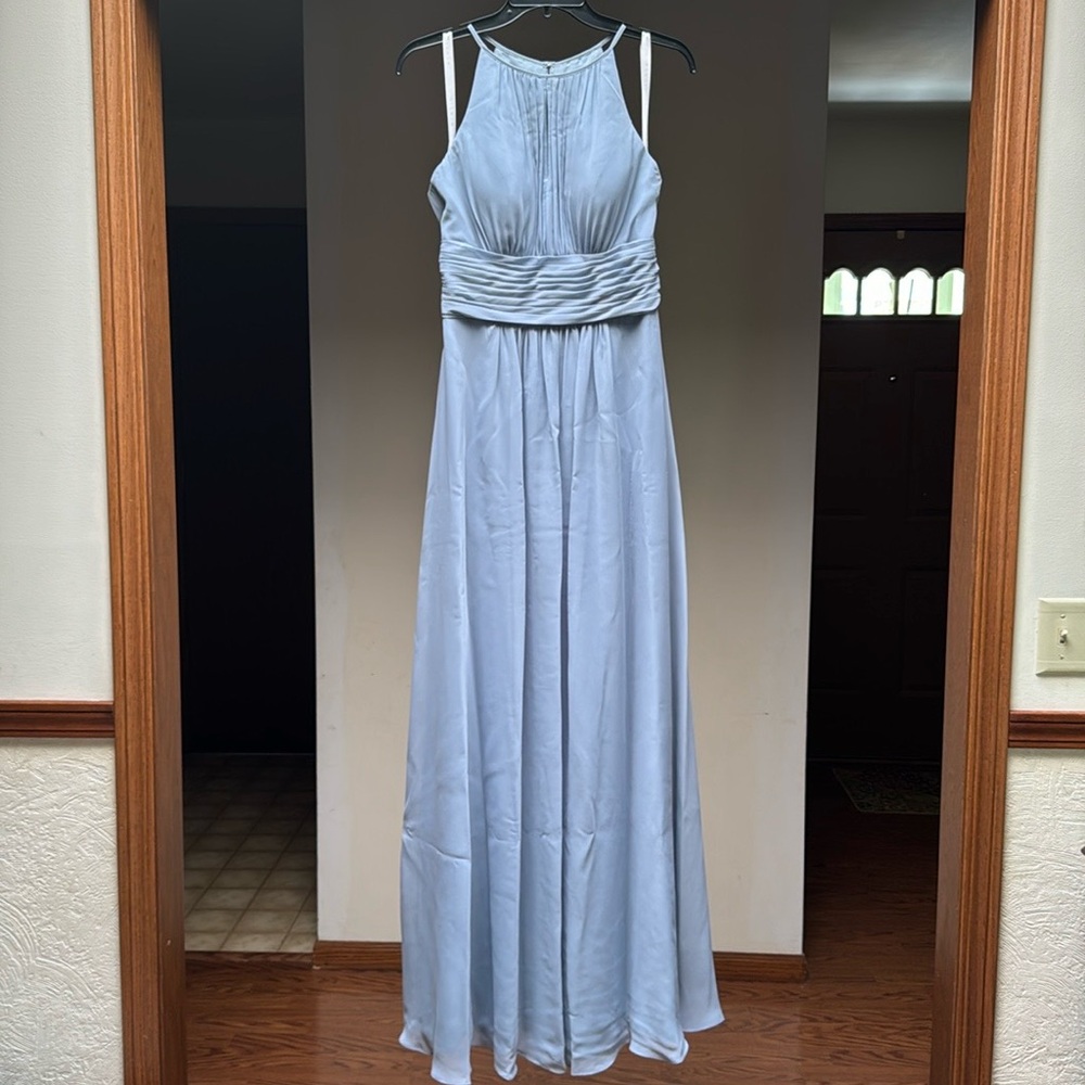 Azazie Bonnie Bridesmaid, Prom Dress, Dusty Blue